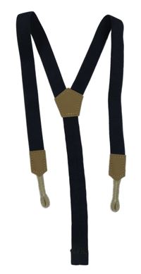 Tmavomodro-béžové kšandy