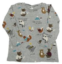 Šedé melírované triko se zvířátky H&M