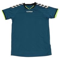 Petrolejové sportovní funkční tričko s logem Hummel