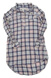 Modro-světlerůžovo-bílé kostkované košilové šaty H&M