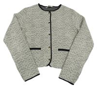 Bílo-černá vzorovaná propínací crop mikina H&M