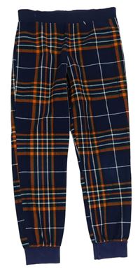 Tmavomodro/oranžovo/zeleno-bílé kostkované domácí kalhoty F&F