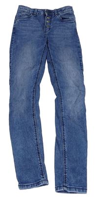 Modré šisované high waist fit skinny rifle C&A