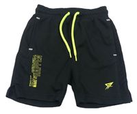 Černé chino sportovní kraťasy s nápisy PRIMARK