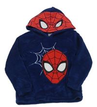 Tmavomodrá plyšová mikina se Spider-manem a kapucí zn. MARVEL