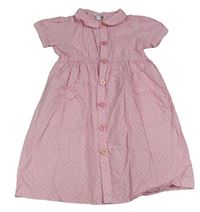 Světlerůžovo-bílé puntíkaté plátěné propínací košilové šaty H&M