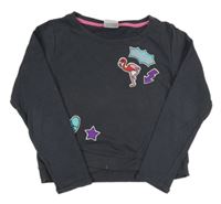 Černoošedá crop mikina s obrázky YIGGA