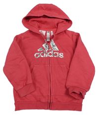 Červená propínací mikina s kapucí Adidas