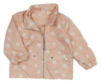 Světlebroskvovo-bílá puntíkatá šusťáková jarní bunda H&M