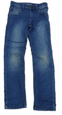 Modré slim fit teplákové rifle minymo