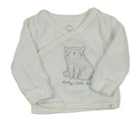 Světlemodro-bílá sametová zavinovací propínací mikina s medvídkem C&A