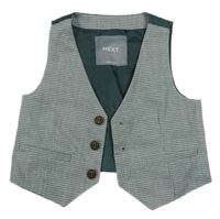 Khaki-bílo-smaragdová vzorovaná slavnostní vesta Next