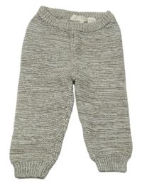 Kávovo-bílé pruhované melírované pletené kalhoty lupilu