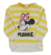 Žluto-bílá pruhovaná mikina s Minnie Disney