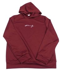 Vínová mikina s nápisem a kapucí SHEIN