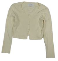 Smetanový žebrovaný propínací crop svetr ZARA