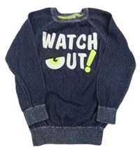 Tmavomodrý melírovaný svetr s nápisy Kiki&Koko