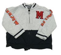 Šedo-černá melírovaná propínací mikina s Mickey Disney