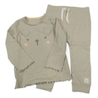 2Set - Světlebéžové melírované žebrované triko s čumáčkem + tepláky George