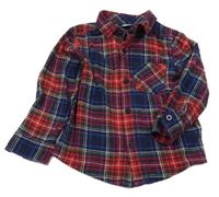 Červeno-tmavomodro-kostkovaná košile Tu