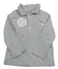 Nové - světlešedé žebrované vzorované mikinotriko s límečkem blues baby