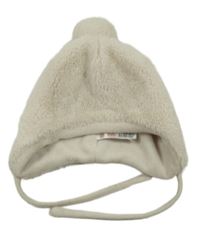 Smetanová kožešinová zavazovací čepice s bambulí H&M