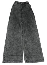 Tmavošedé plísňové wide leg high waist rifle H&M