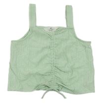 Světlezelený mačkaný crop top s nařasením H&M