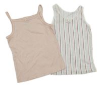 2x - Košilka s mašličkou - Světlerůžová puntíkatá žebrovaná H&M, bílo/pruhovaná TCM