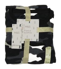 Nové - černo-tnavošedo-světlešedé army fleecové pyžamo M&S
