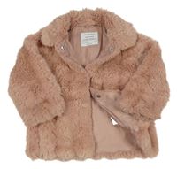 Starorůžový kožešinový podšitý kabát s límečkem PRIMARK