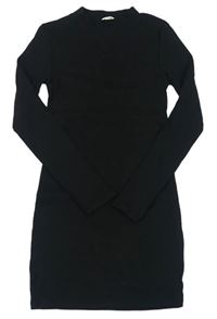 Černé žebrované šaty se stojáčkem  Matalan