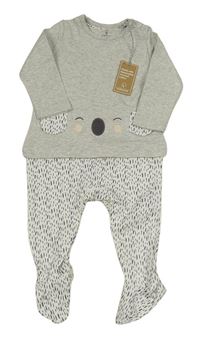 Světlešedo-bílý overal se vzorem a koalou Mothercare