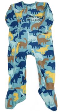 Modrý fleecový overal s dinosaury Dunnes