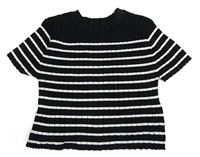 Černo-bílé pruhované žebrované pletené crop tričko H&M