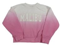 Bílo-růžová ombré crop mikina s nápisem Matalan