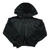 Černá plyšová crop mikina s kamínky a kapucí George