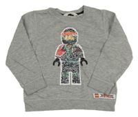 Šedá melírovaná mikina s Lego Ninjago z překlápěcích flitrů H&M