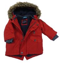 Červená šusťáková zimní bunda s kapucí Next