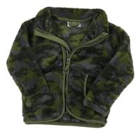 Tmavošedo-khaki army chlupatá propínací mikina Ergee