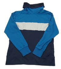 Petrolejovo-tmavomodro-šedá mikina s komínovým límcem Yigga