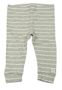 Šedo-bílé pruhované žebrované lehké tepláky F&F