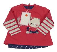 Nové - Tmavorůžovo-šedá mikina s kočkou Chicco