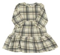 Smetanovo-šedo-béžové kostkované úpletové šaty Primark