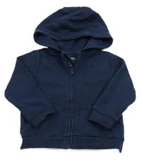 Tmavomodrá propínací mikina s výšivkou a kapucí F&F