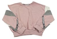 Starorůžovo-bílo-šedá crop mikina