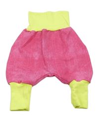 Fuchsiovo-neonově žluté tepláky