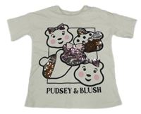 Smetanové tričko s Blush a Pudseym s překlápěcími flitry George