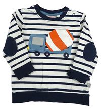 Bílo-tmavomodrá pruhovaná mikina s mixem betonu Liegelind