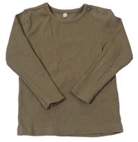 Khaki žebrované triko Zeeman